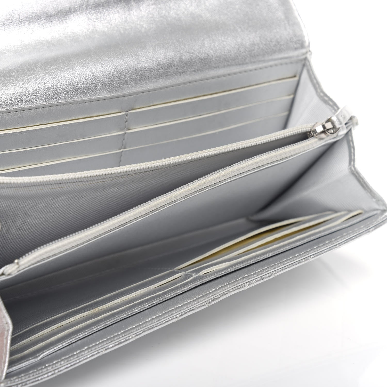Chanel Metallic Lambskin Long Flap Wallet Silver 5 of 11