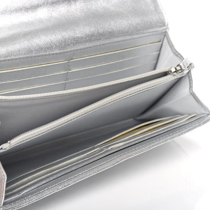 Chanel Metallic Lambskin Long Flap Wallet Silver 5 of 11