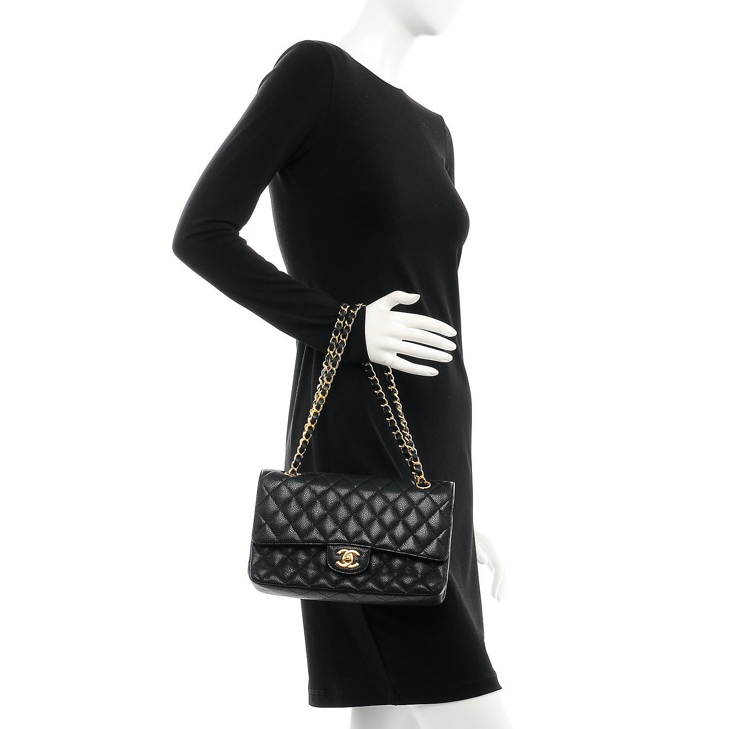Chanel Caviar Quilted Medium Double Flap Black 2 of 10