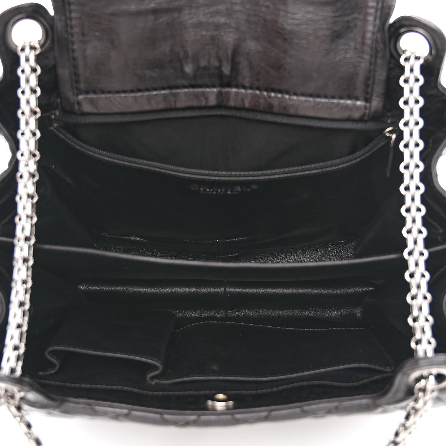 Chanel Metallic Aged Calfskin Quilted Reissue 2.55 Accordion Flap Black 6 of 12