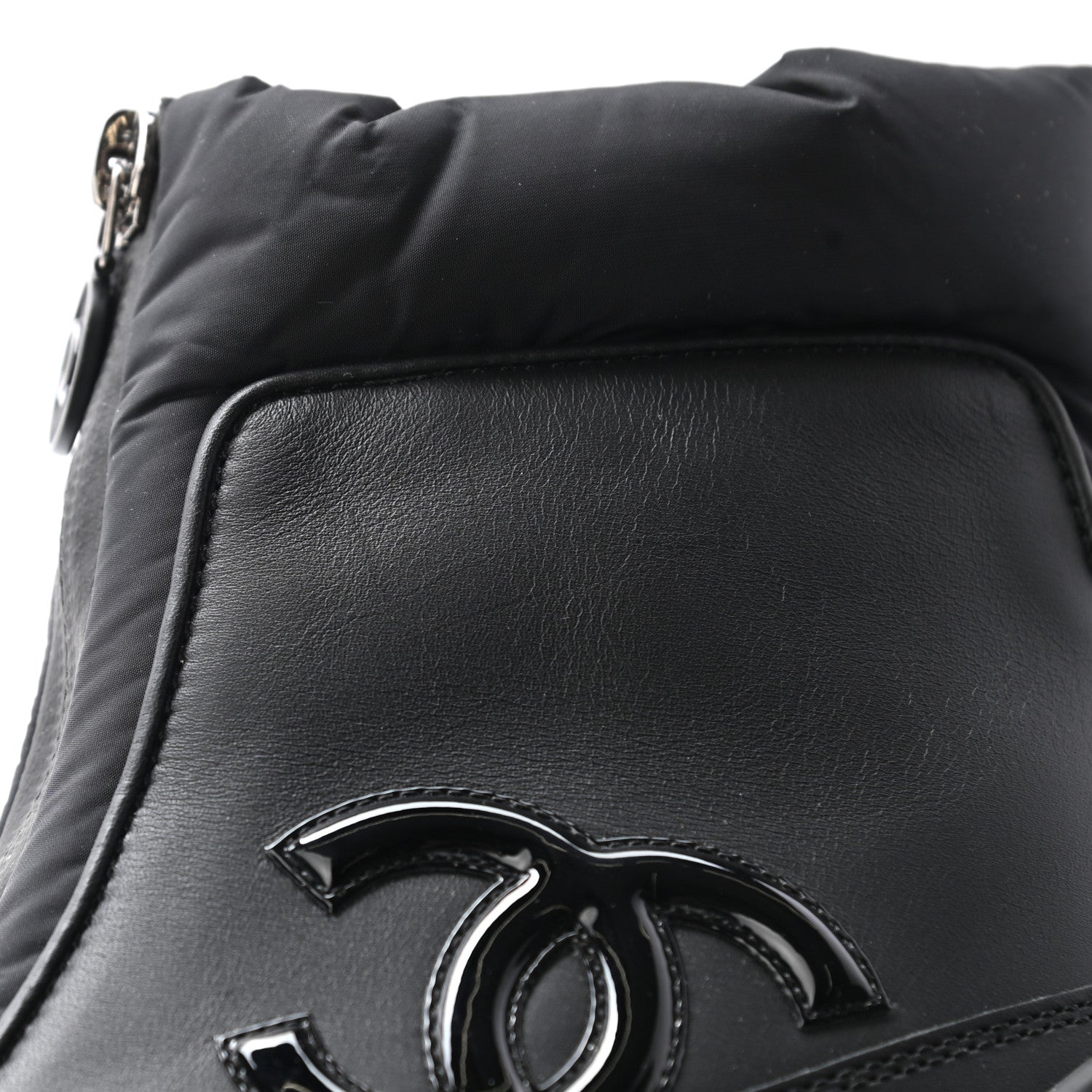 Chanel Calfskin Nylon CC Ankle Snow Boots 37 Black 11 of 17