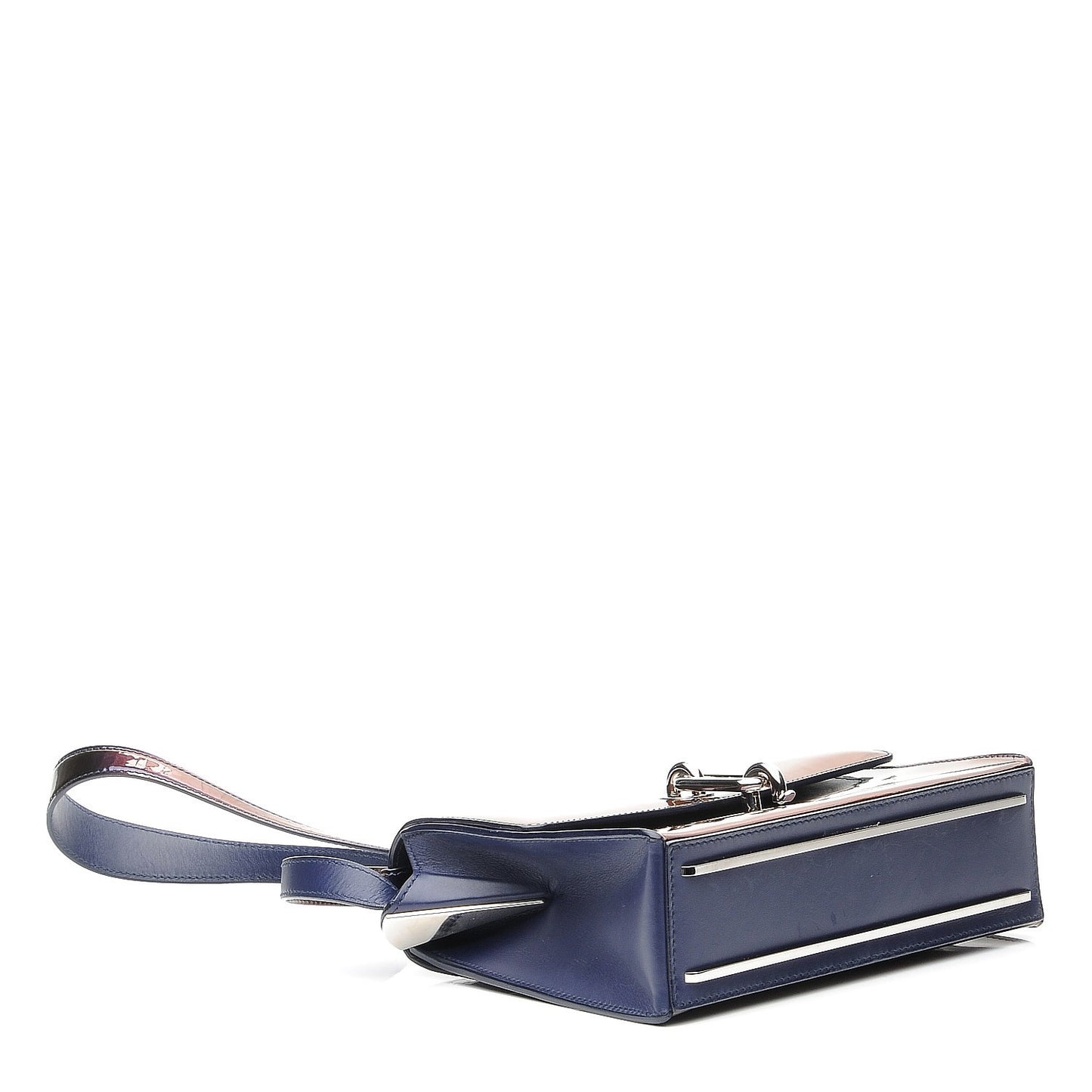 Patent Mini Trapeze Maillon Shoulder Bag Violet
