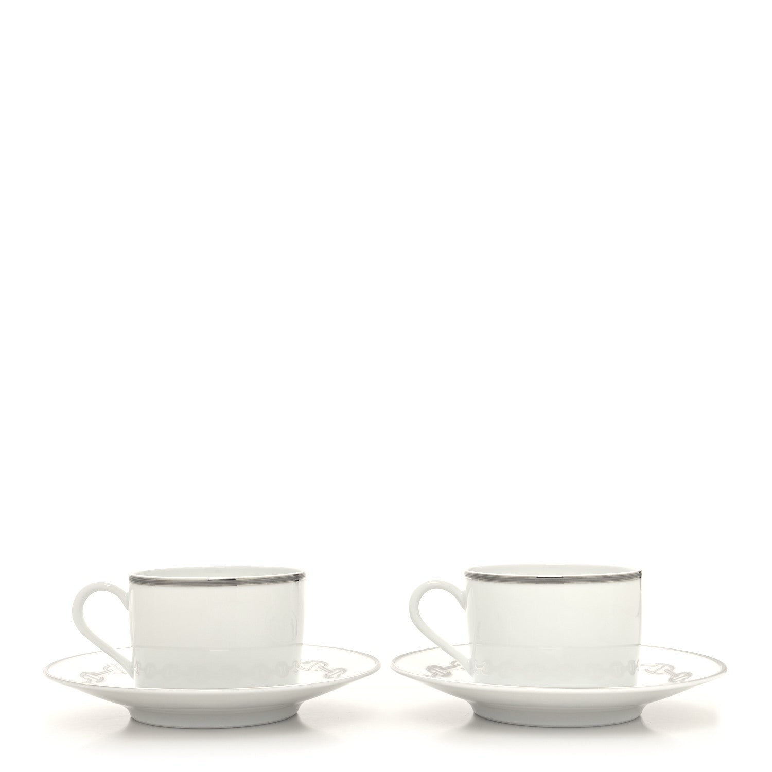 Hermes Porcelain Platinum Chaine d'Ancre Tea Cup and Saucer Set of 2 1 of 11