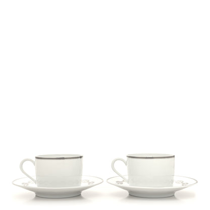 Hermes Porcelain Platinum Chaine d'Ancre Tea Cup and Saucer Set of 2 1 of 11