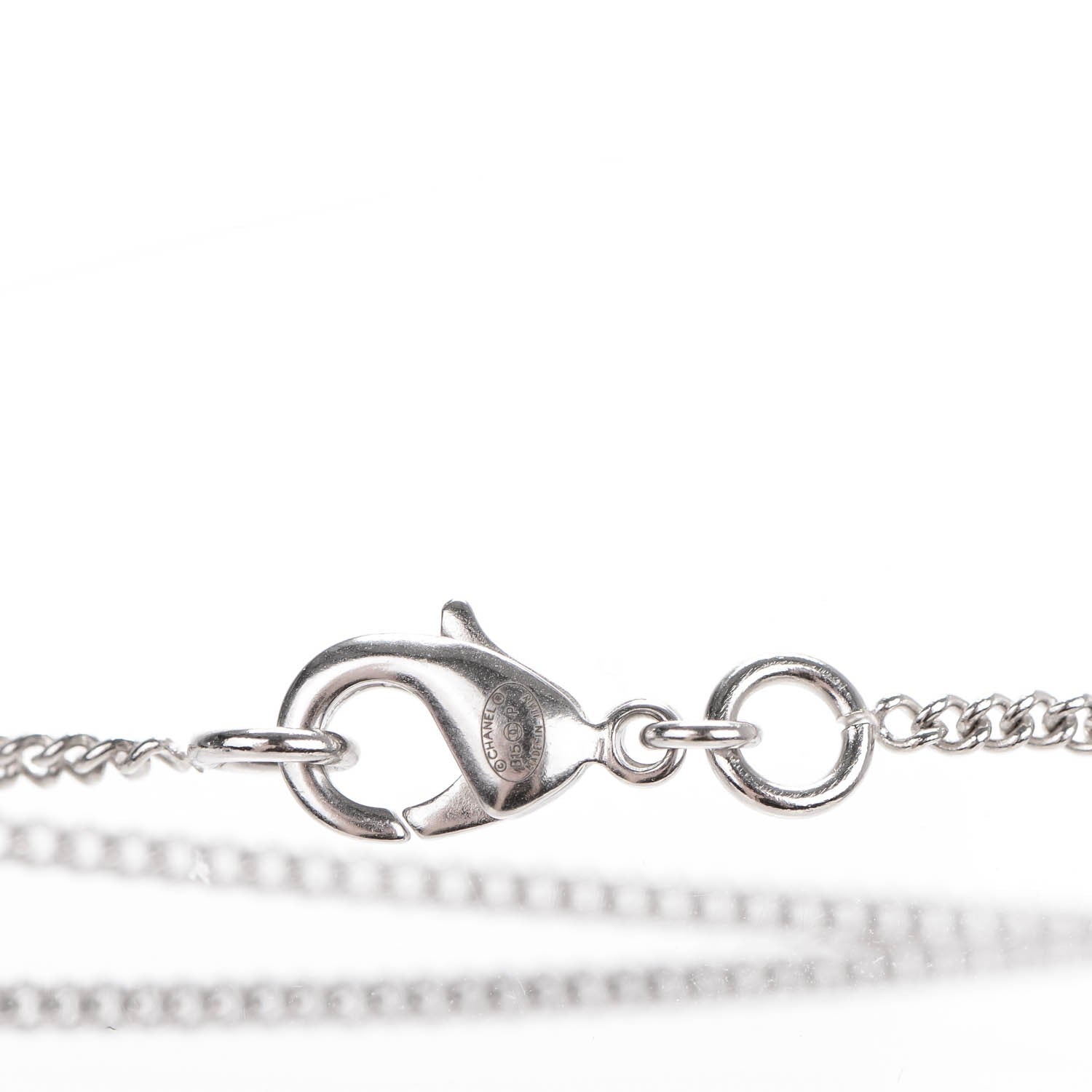 Chanel Pearl Beaded CC Necklace White Blue Silver 4 of 5