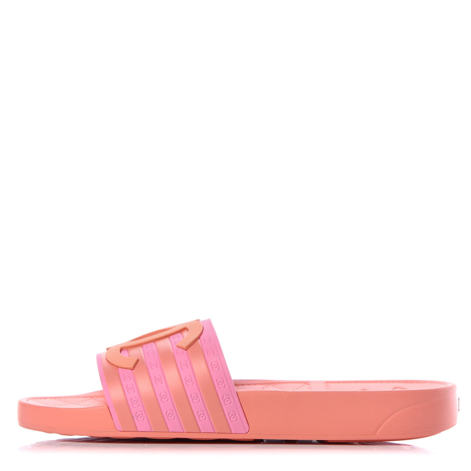 Chanel Rubber CC Flat Slide Sandals 39 Orange Pink 1 of 8
