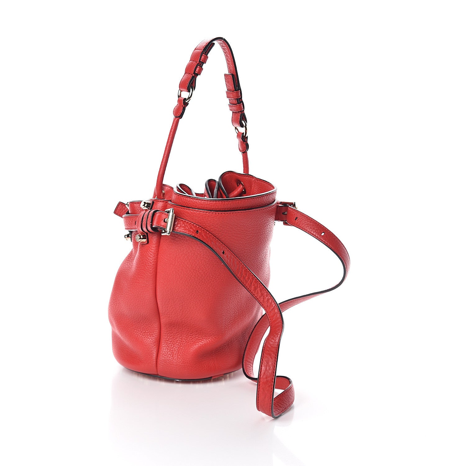 Alexander Wang Pebbled Lambskin Small Diego Bucket Red Gold Hardware 2 of 7