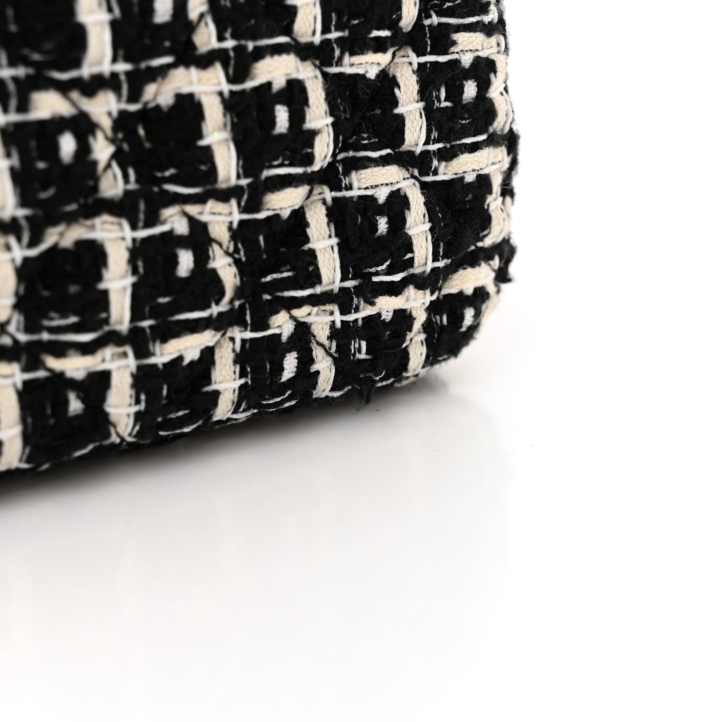 Tweed Quilted Multi Chain Mini Flap Black Ecru White