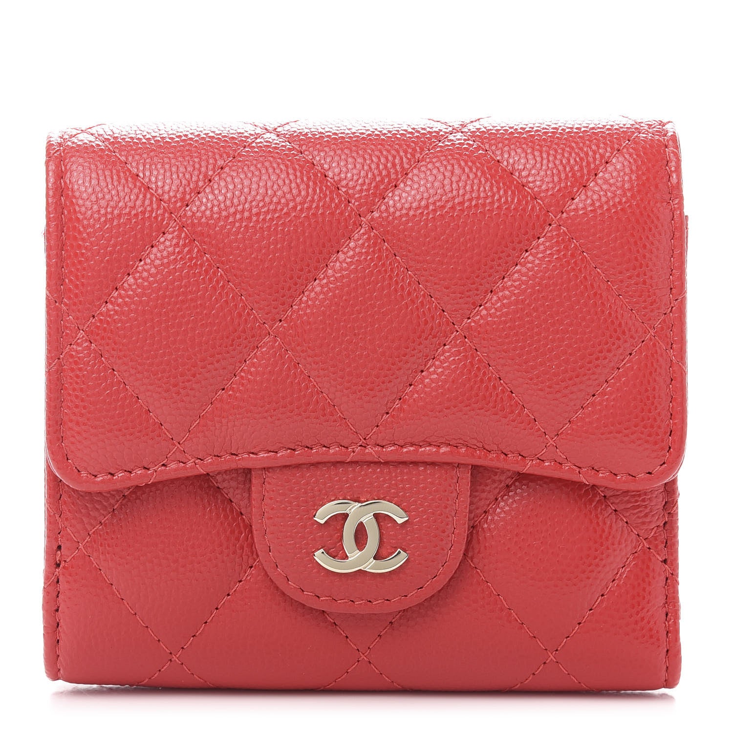 Chanel Caviar Quilted Small Flap Wallet Red 1 of 10