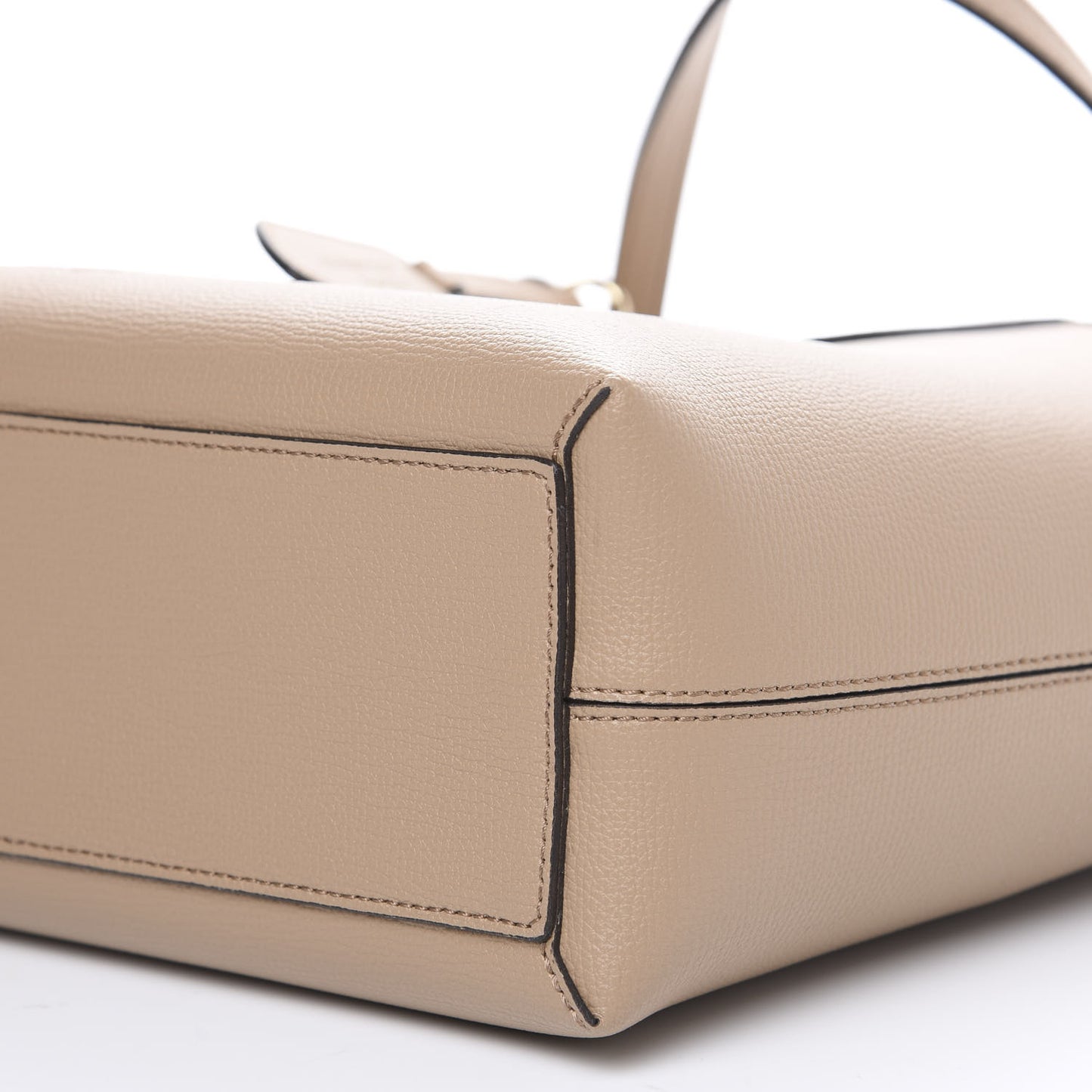 Grainy Calfskin Haymarket Check Small Reversible Tote Camel