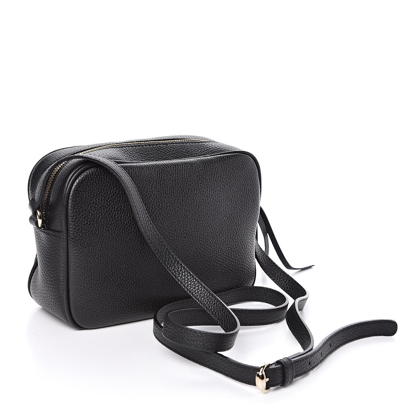 Pebbled Calfskin Small Soho Disco Bag Black