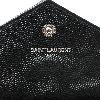 Saint Laurent Grain De Poudre Matelasse Chevron Small Monogram Envelope Wallet Black 6 of 8