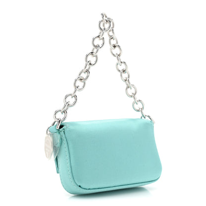 Fendi X TIFFANY Satin Silk Sterling Silver Nano Maxi Buckle Baguette Tiffany Blue 3 of 10