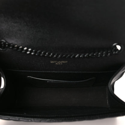 Saint Laurent Grain De Poudre Textured Mixed Matelasse Triquilt Small Monogram Monochrome Satchel Black 5 of 9