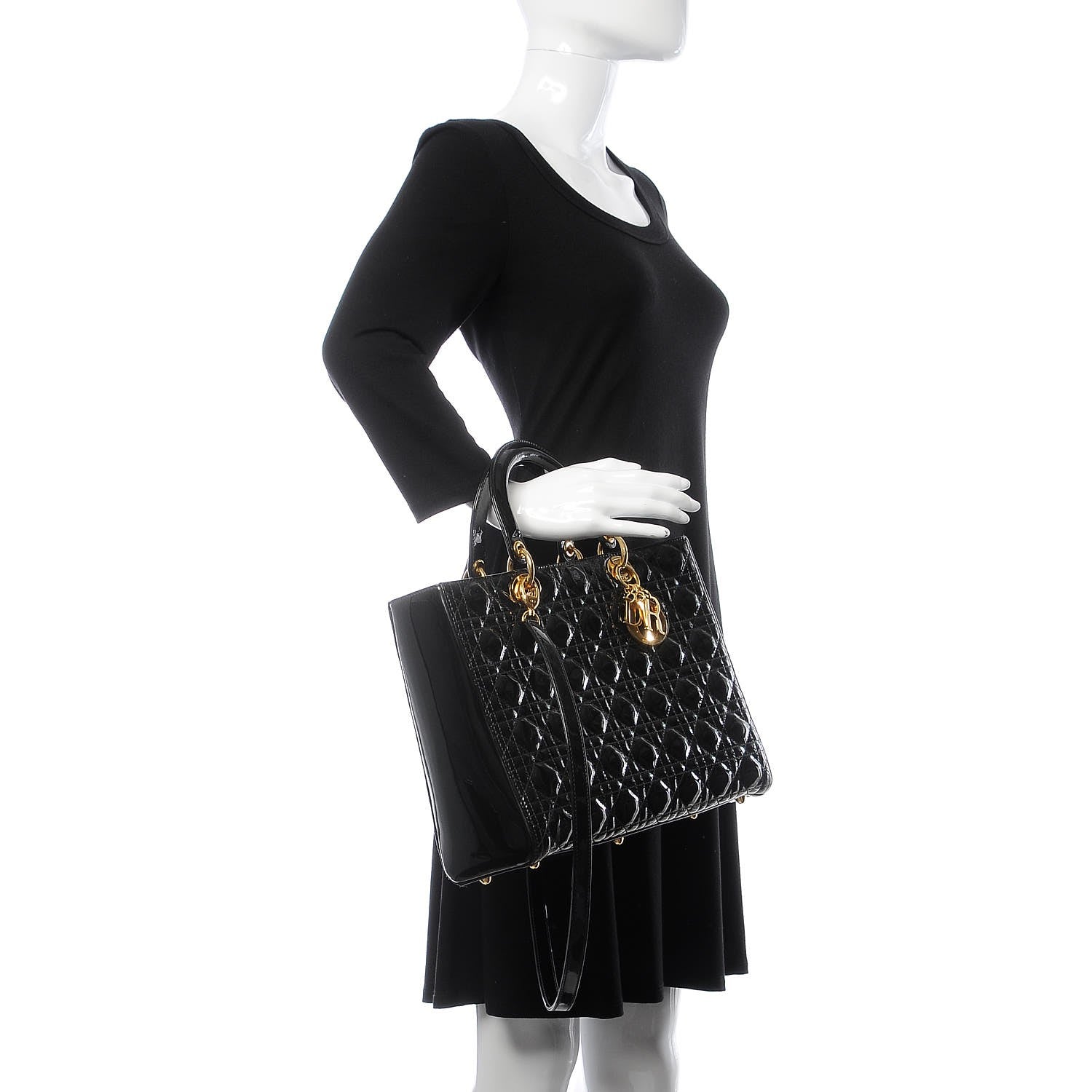 Christian Dior Patent Cannage Large Lady Dior Black 3 of 20