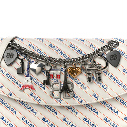 Balenciaga Calfskin Charms Logo Matelasse M BB Round Shoulder Bag Blanc Bleu Orange 6 of 14