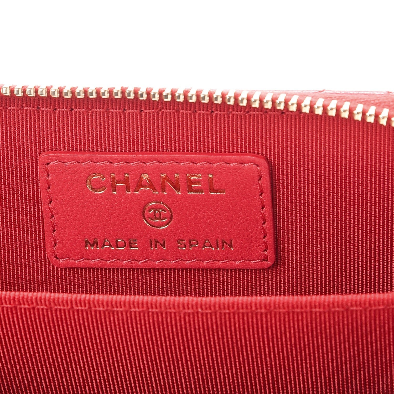 Chanel Lambskin Quilted Zip Around Coin Purse Wallet Light Red 6 of 8