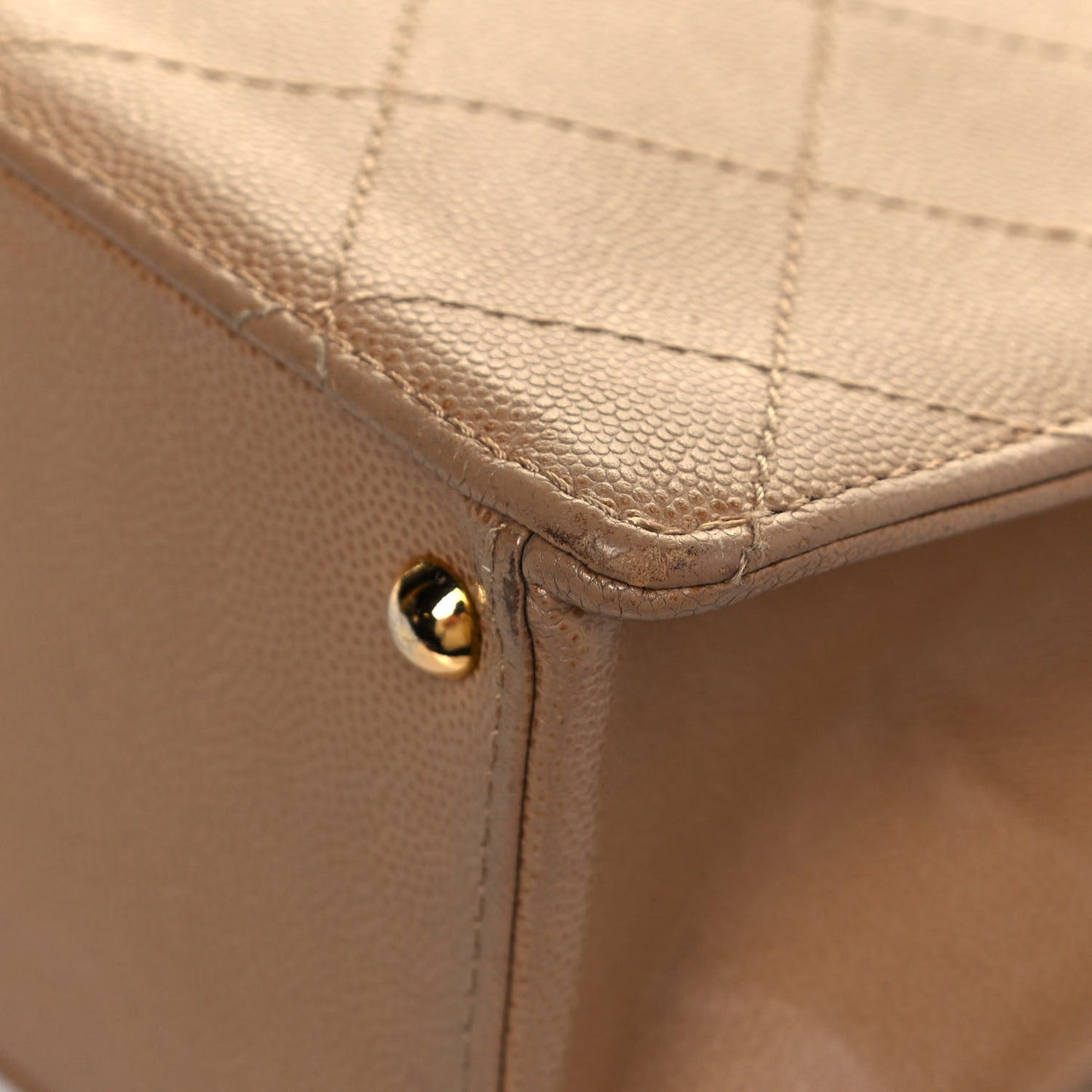 Caviar Stitched Medium Flap Beige