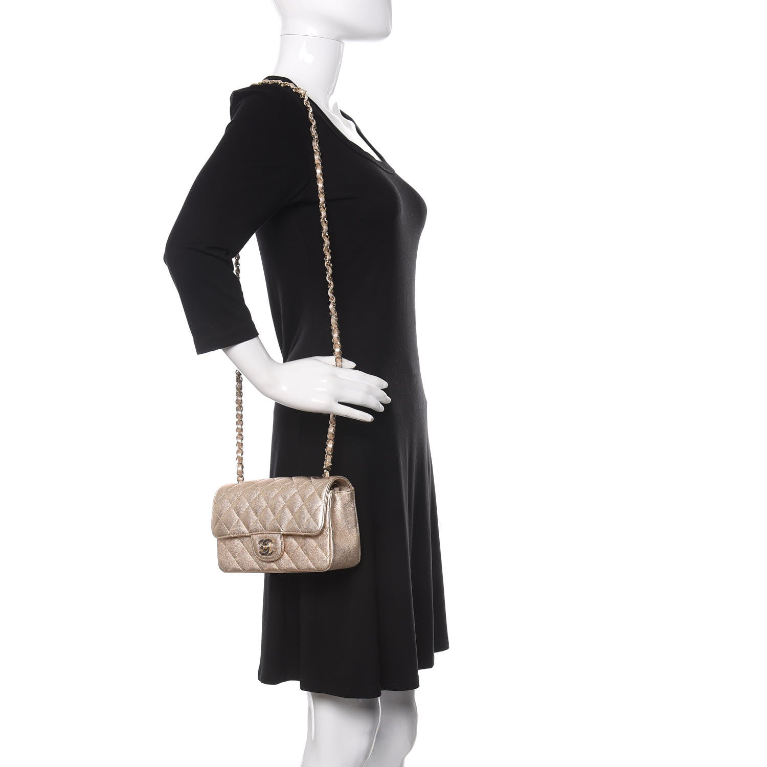 Chanel Metallic Lambskin Quilted Mini Rectangular Flap Gold 2 of 11