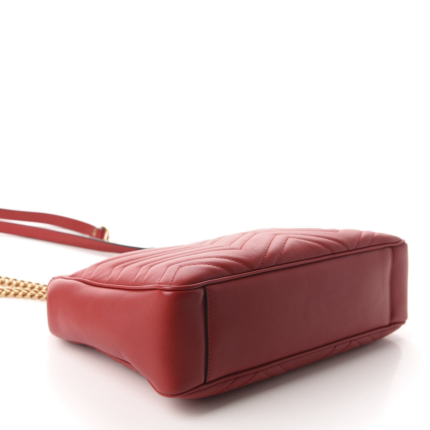 Gucci Calfskin Matelasse Medium GG Marmont Open Top Shoulder Bag Hibiscus Red 4 of 10