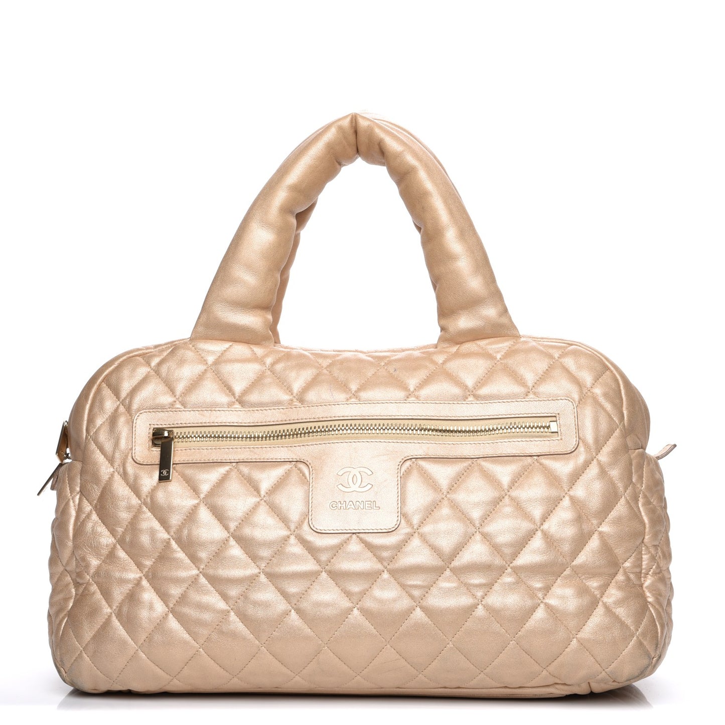 Metallic Lambskin Coco Cocoon Bowler Light Gold