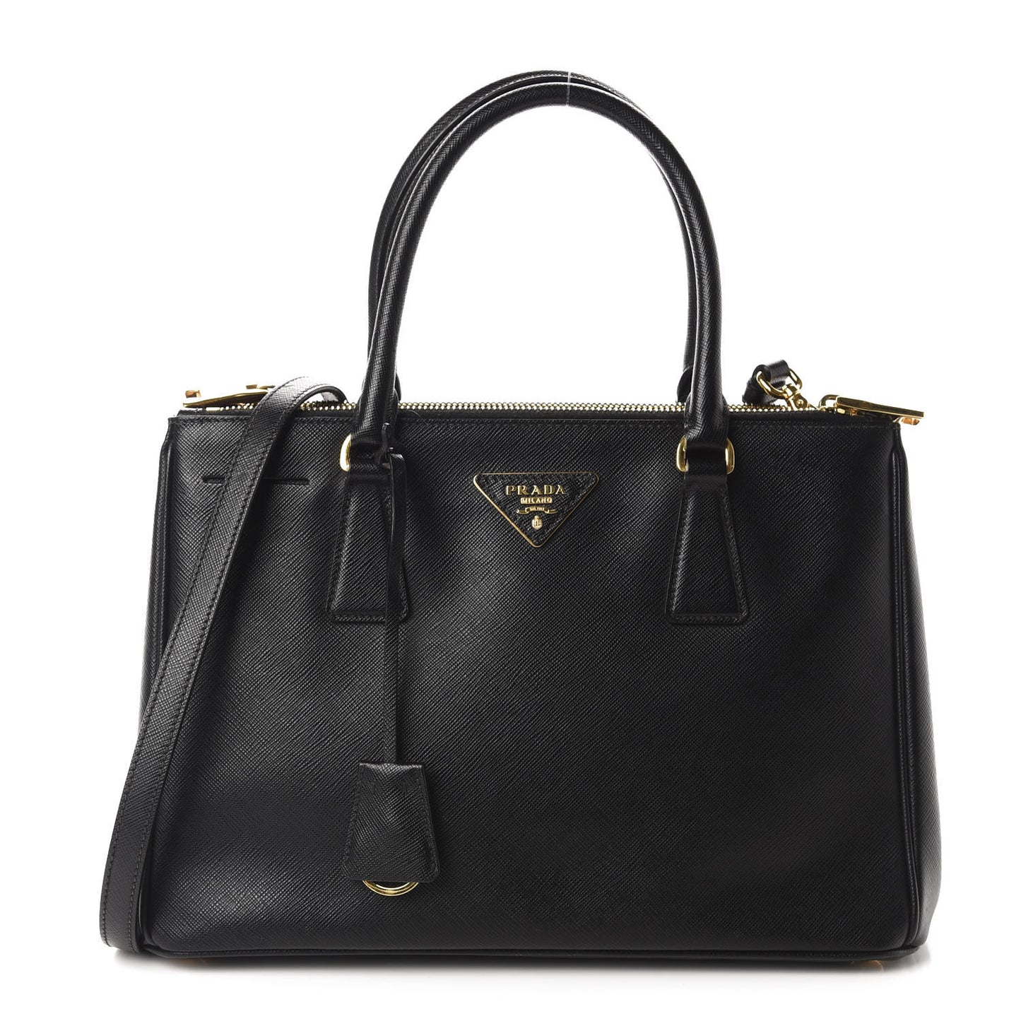 Saffiano Small Galleria Double Zip Tote Black