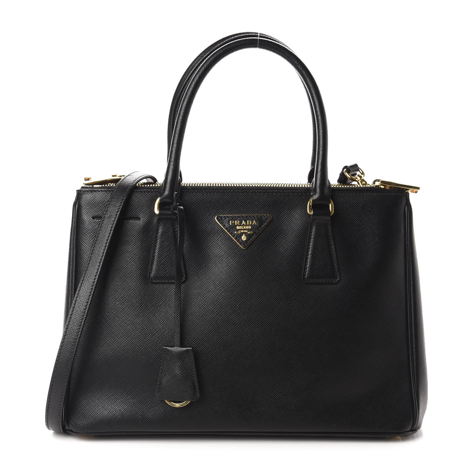 Prada Saffiano Small Galleria Double Zip Tote Black 1 of 10