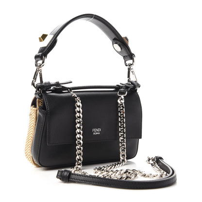 Fendi Paglia Vitello Dolce Paillettes Flowerland Studded Striped Micro Double Baguette Natural Multicolor 3 of 10