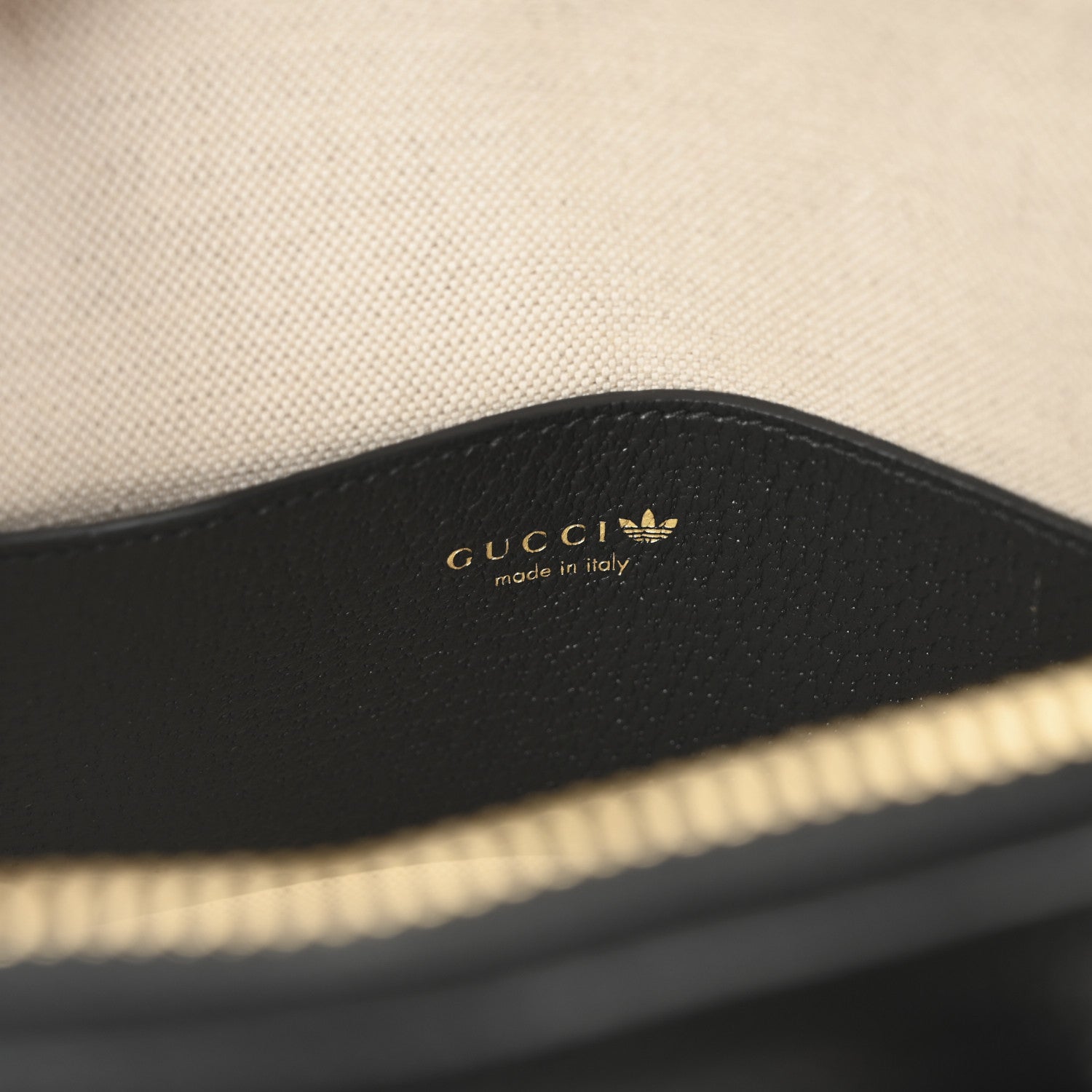 Gucci X ADIDAS Textured Dollar Calfskin Web Trefoil Mini Horsebit 1955 Top Handle Bag Black Off White 6 of 10