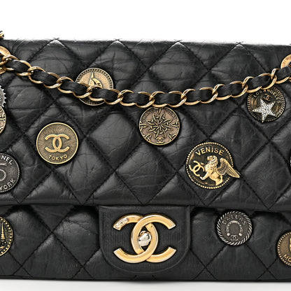 Chanel Aged Calfskin Quilted Medium Medallion Flap Black 7 of 9