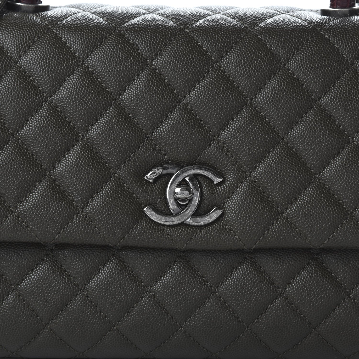 Chanel Caviar Lizard Quilted Small Coco Handle Flap Dark Grey 10 of 11