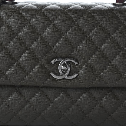 Chanel Caviar Lizard Quilted Small Coco Handle Flap Dark Grey 10 of 11