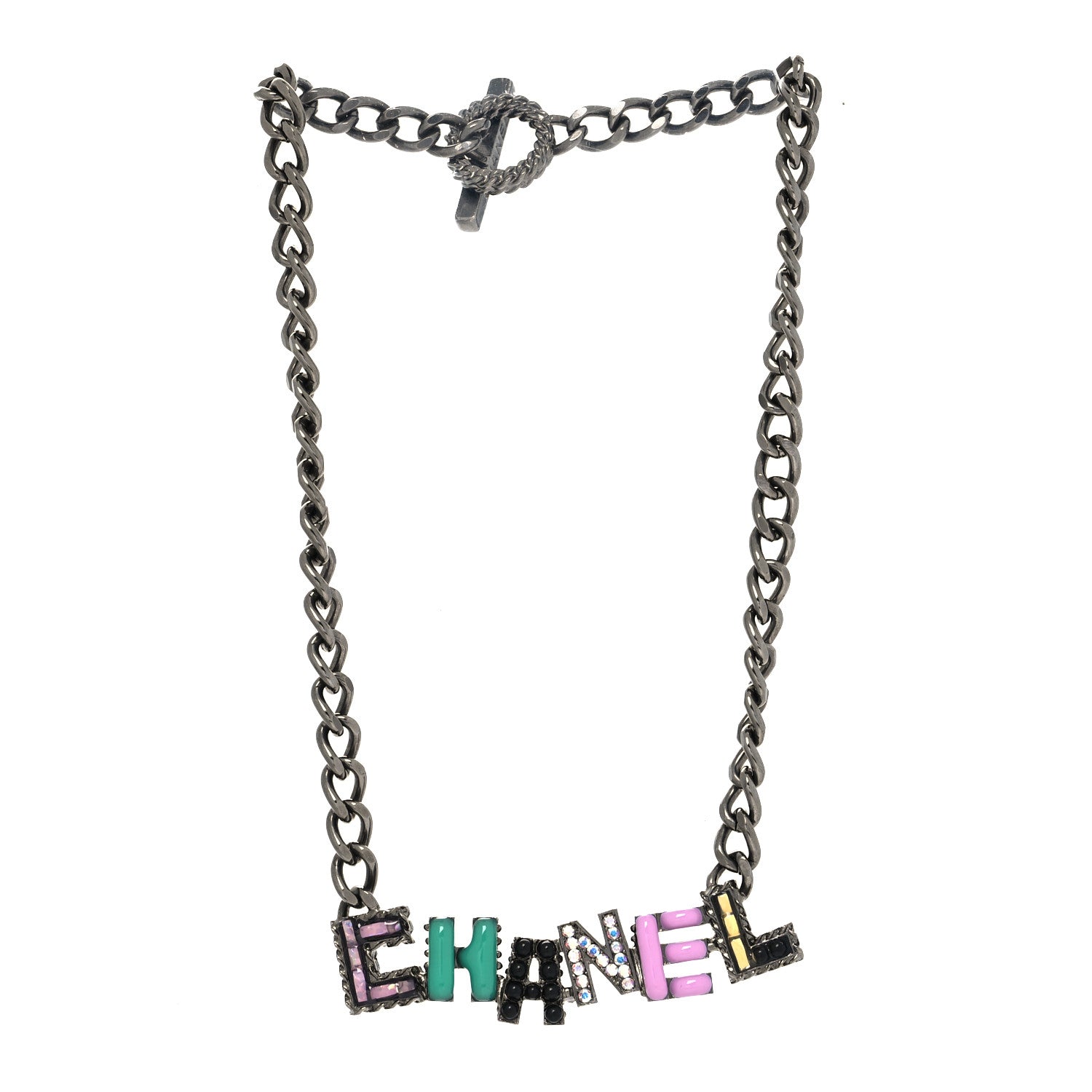 Chanel Crystal Enamel Pearl CC Logo Chain Choker Gold Multicolor 3 of 5