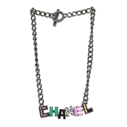 Chanel Crystal Enamel Pearl CC Logo Chain Choker Gold Multicolor 3 of 5
