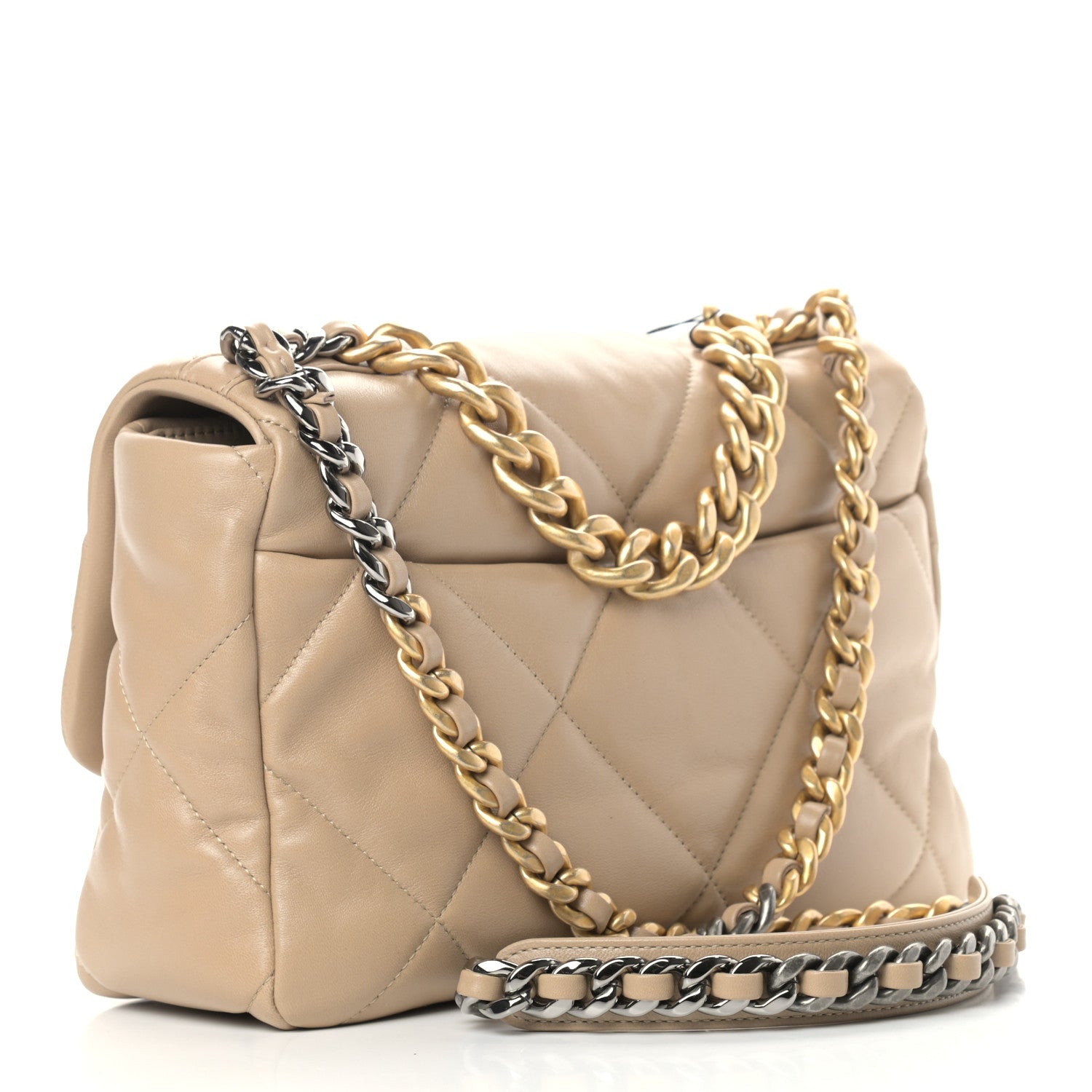 Chanel Lambskin Quilted Large Chanel 19 Flap Dark Beige 3 of 10
