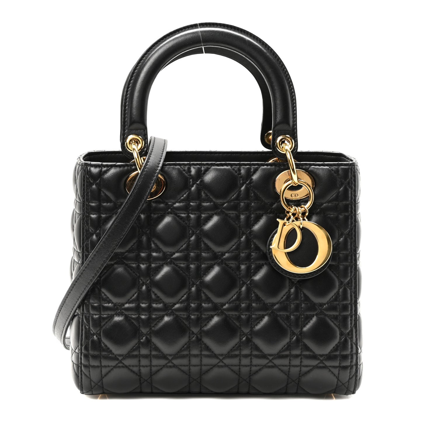 Lambskin Cannage Medium Lady Dior Black