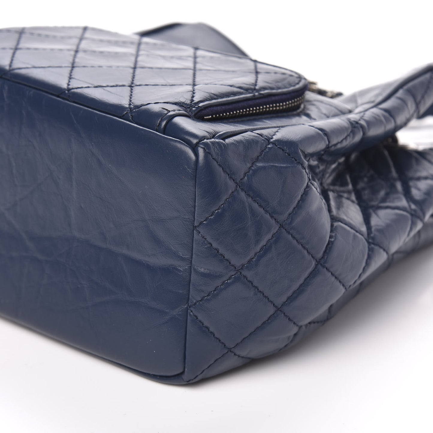 Aged Calfskin Quilted Small Drawstring Bag Blue