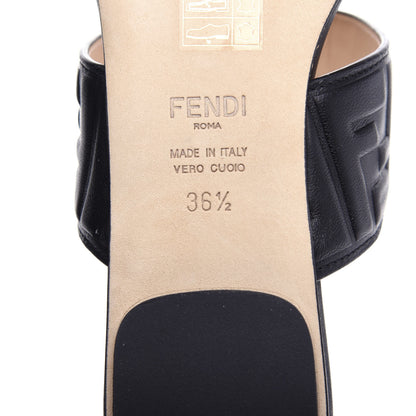 Fendi Vitello FF Embossed Flat Mules 36.5 Black 8 of 9