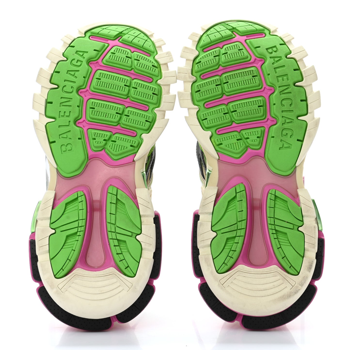 Rubber Mesh Bi-Color Womens Track.2 Open Sneakers 38 White Green Pink