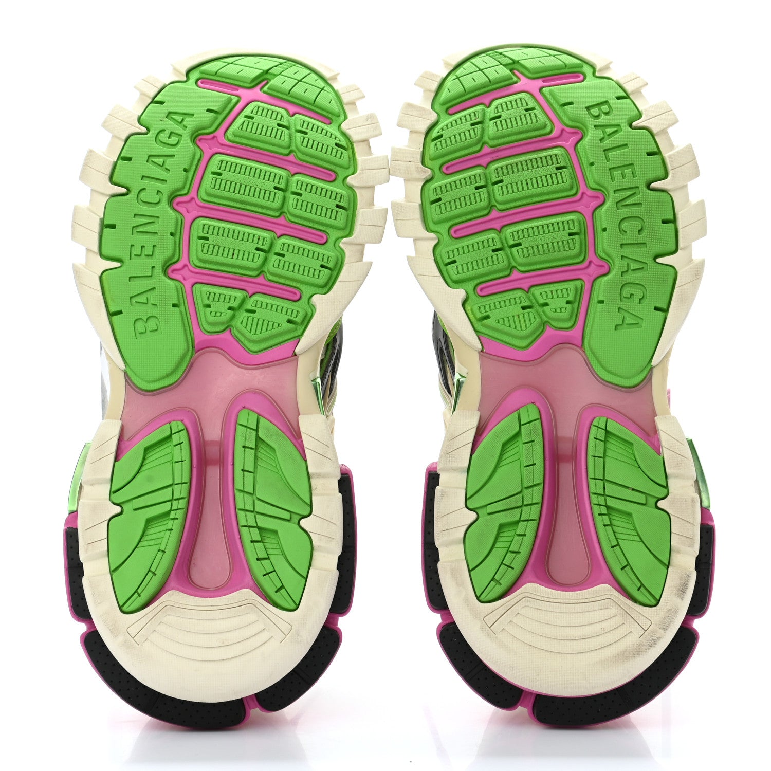 Balenciaga Rubber Mesh Bi-Color Womens Track.2 Open Sneakers 38 White Green Pink 5 of 10