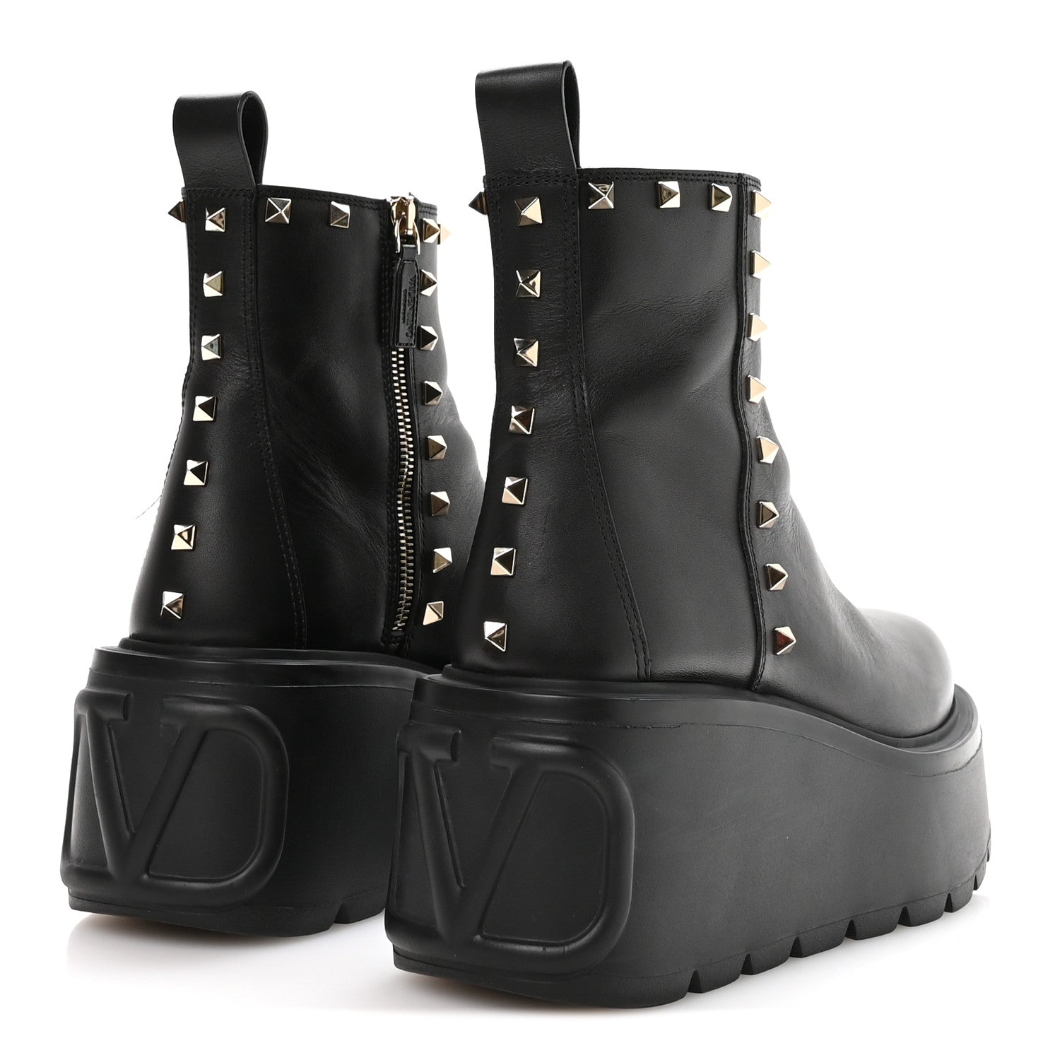 Valentino Garavani Calfskin Rockstud VLOGO Uniqueform Chelsea 55/85mm Flatform Ankle Boots 38.5 Black 5 of 10