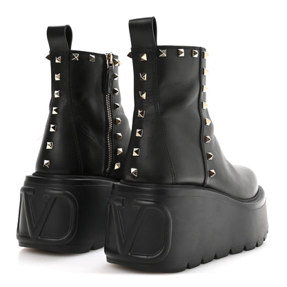 Valentino Garavani Calfskin Rockstud VLOGO Uniqueform Chelsea 55/85mm Flatform Ankle Boots 38.5 Black 5 of 10