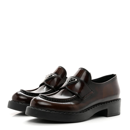 Prada Spazzolato Fume Metal Triangle Logo 50mm Loafers 38 Bruciato Fume 3 of 9
