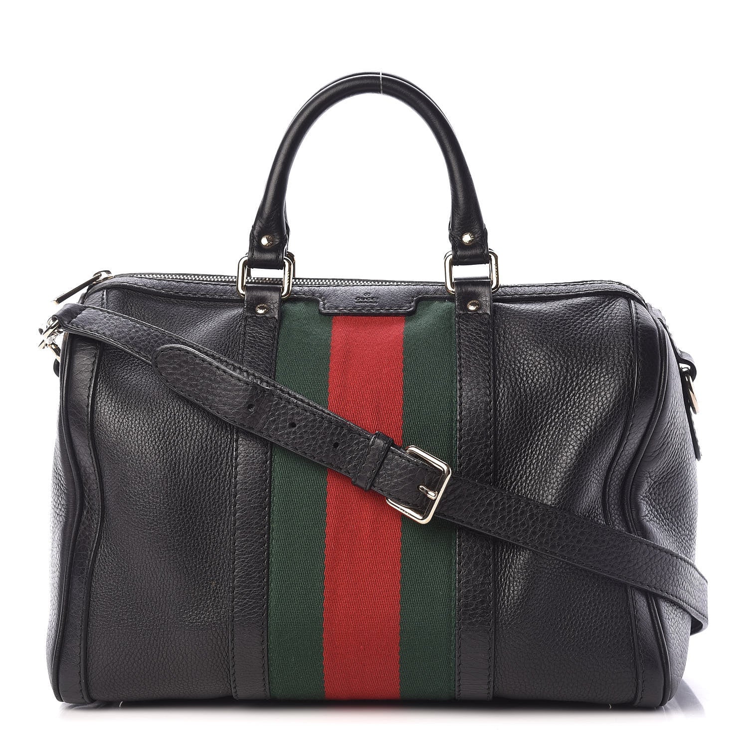 Gucci Calfskin Vintage Web Medium Boston Black 1 of 19