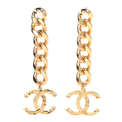 Chanel Metal CC Pick Drop Earrings Gold 1 of 4