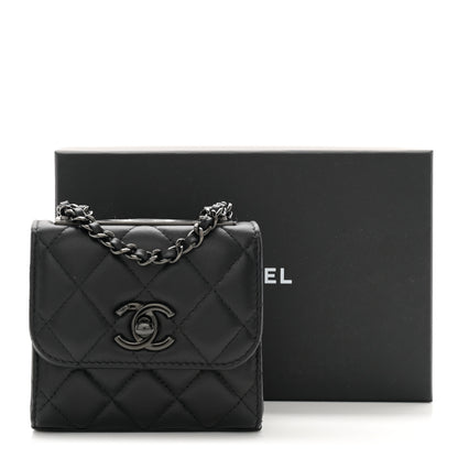 Chanel Lambskin Quilted Mini Trendy CC Clutch With Chain So Black 11 of 11