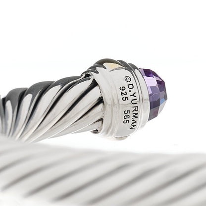 David Yurman Sterling Silver 14K Yellow Gold Amethyst 7mm Cable Classics Bracelet 4 of 4
