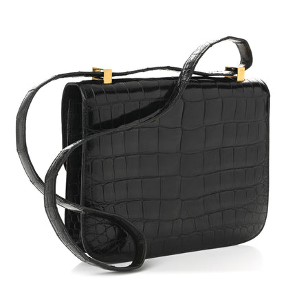Hermes Shiny Caiman Crocodile Constance 23 Black 3 of 14