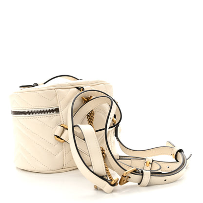 Gucci Calfskin Matelasse Mini GG Marmont Round Backpack White 3 of 9
