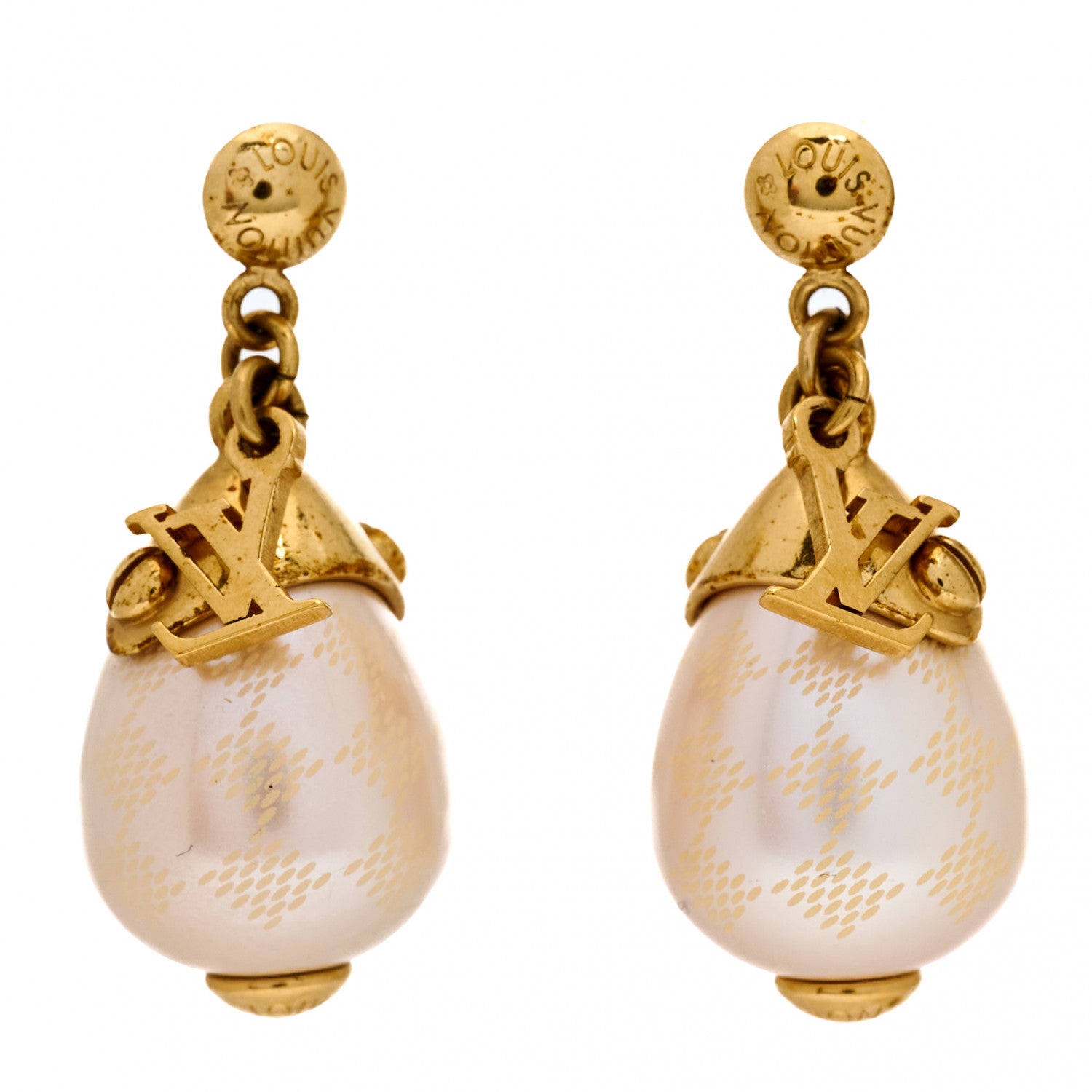 Louis Vuitton Damier Perle Drop Earrings 1 of 4